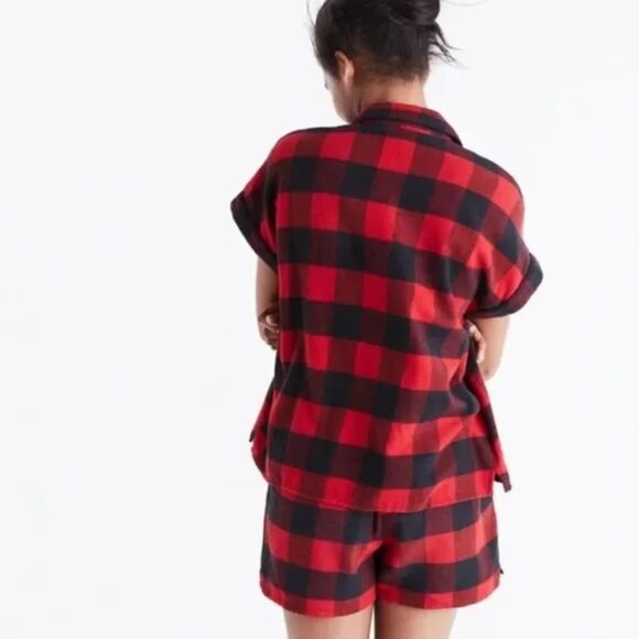Madewell Flannel Bedtime Pajamas Red Buffalo Check - Picture 3 of 11